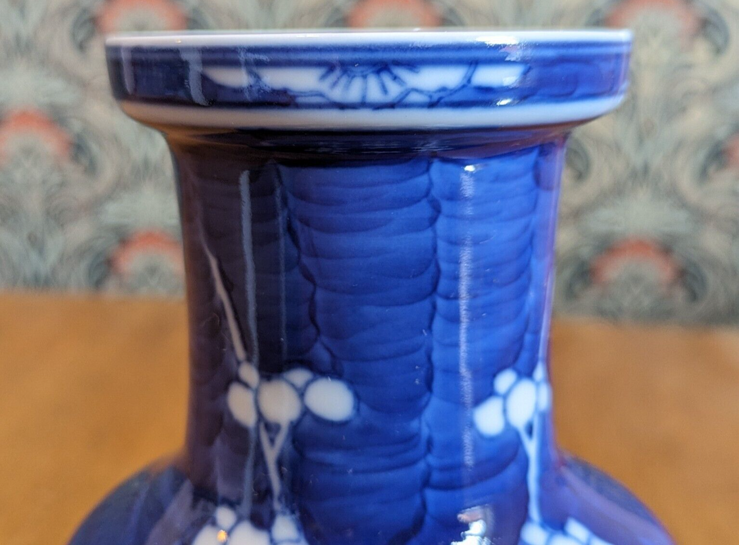 19th Century Antique Chinese Blue & White Porcelain Prunus Cherry Blossom Vase