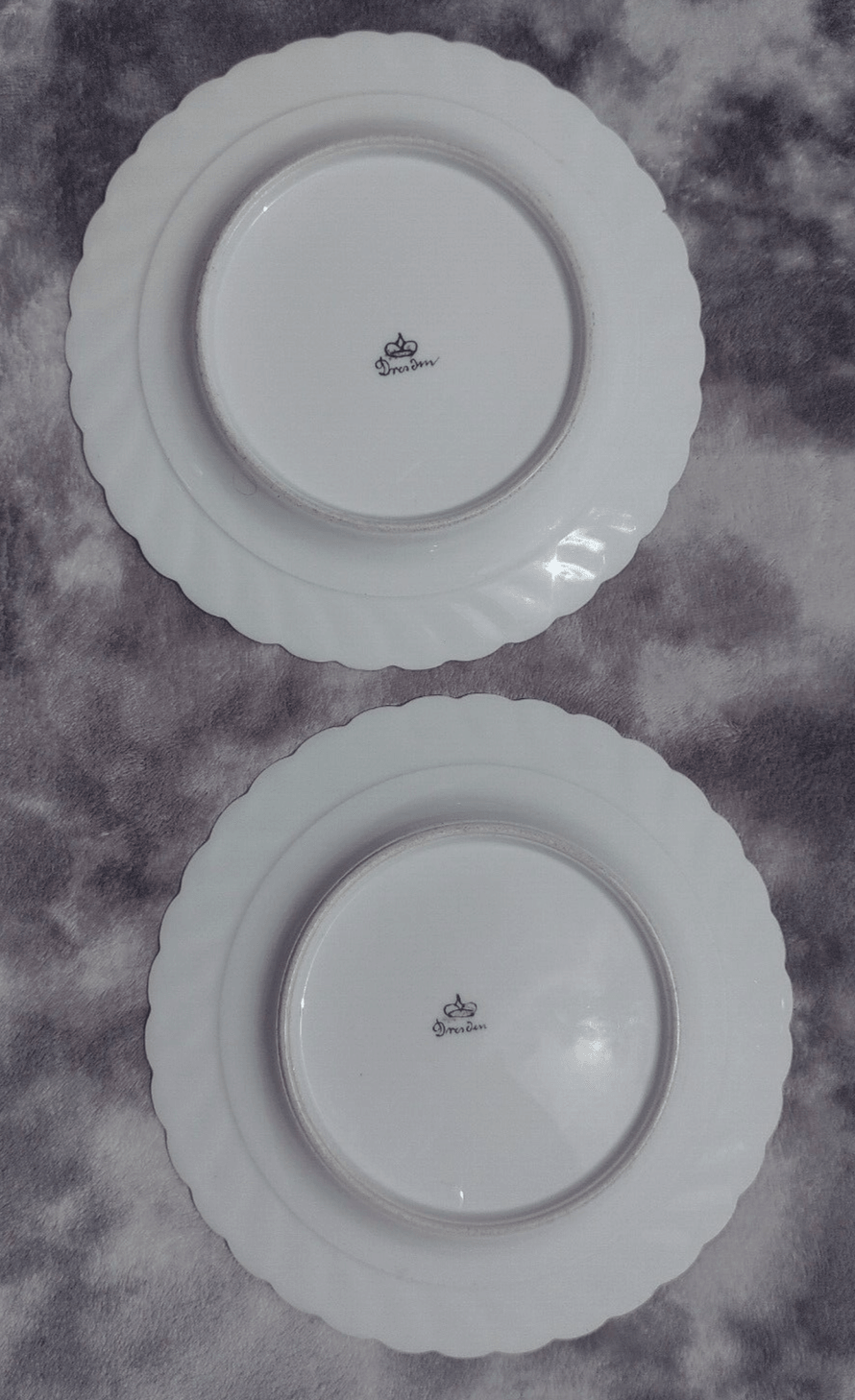 Antique Pair of German Dresden Porcelain Hand painted Floral Side Plates - Tommy's Treasure