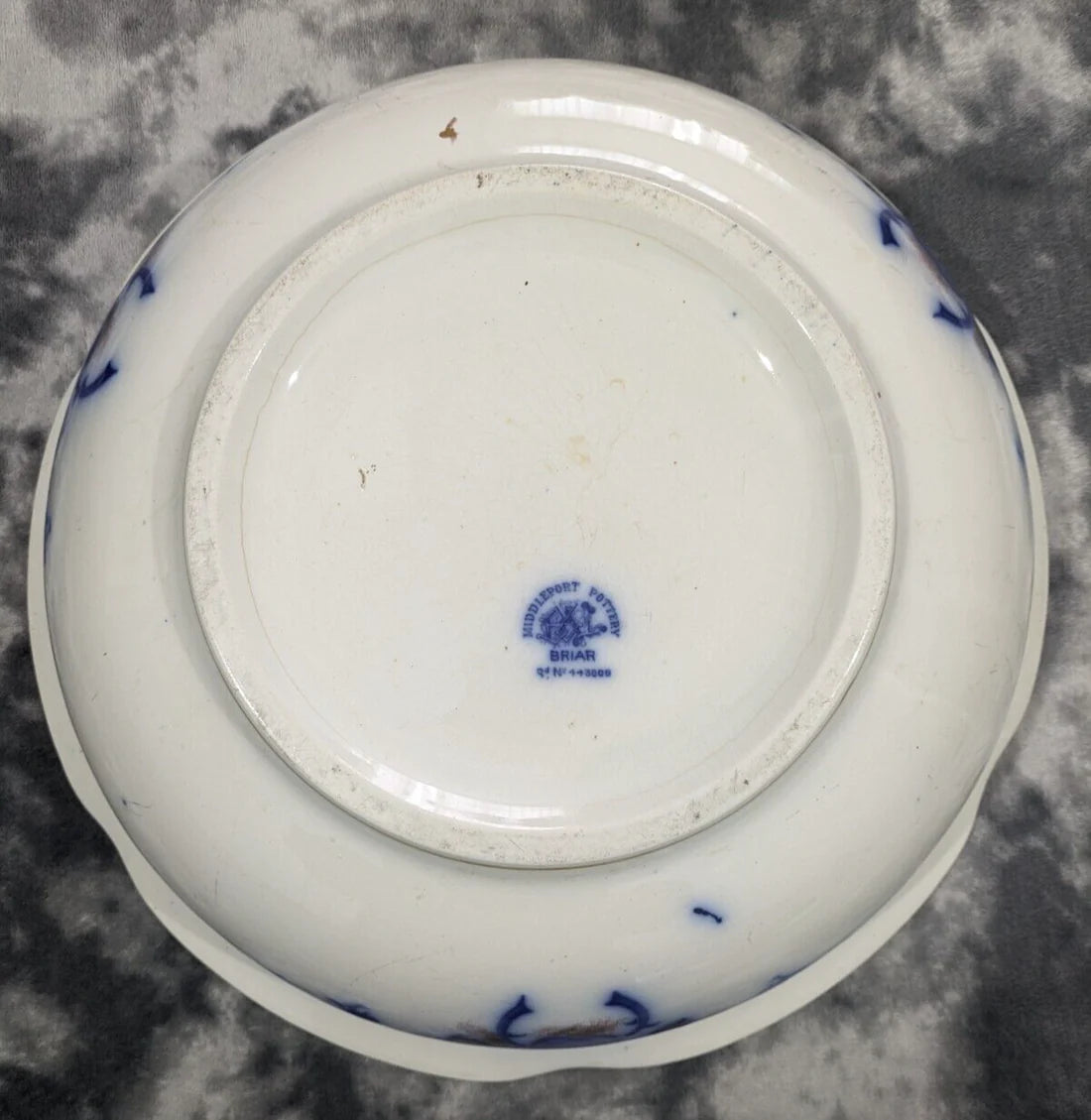 Rare Burgess and Leigh Middleport Briar Pattern Gilt Flow Blue Wash Bowl Basin Antique Edwardian Pottery Ceramic 42.5 cm