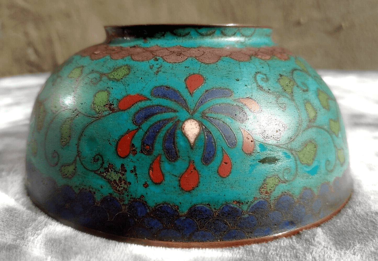 Chinese 16th / 17th Century Ming Dynasty Antique Cloisonne Enamel Bowl - 7.25" - Tommy's Treasure