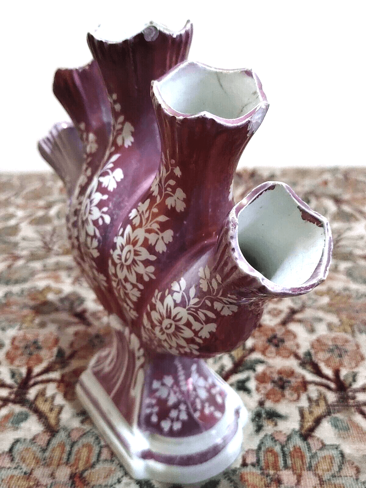 c.1810-1820 Staffordshire Pink Lustre Quintal Tulipiere Antique Pottery Vase - Tommy's Treasure