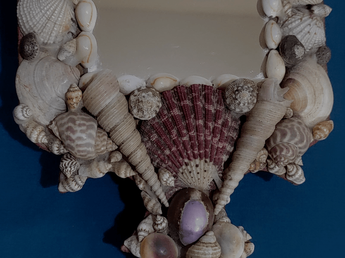 Early 20th Century French Folk Art Seashore Shell Work Handheld Mirror - Tommy's Treasure