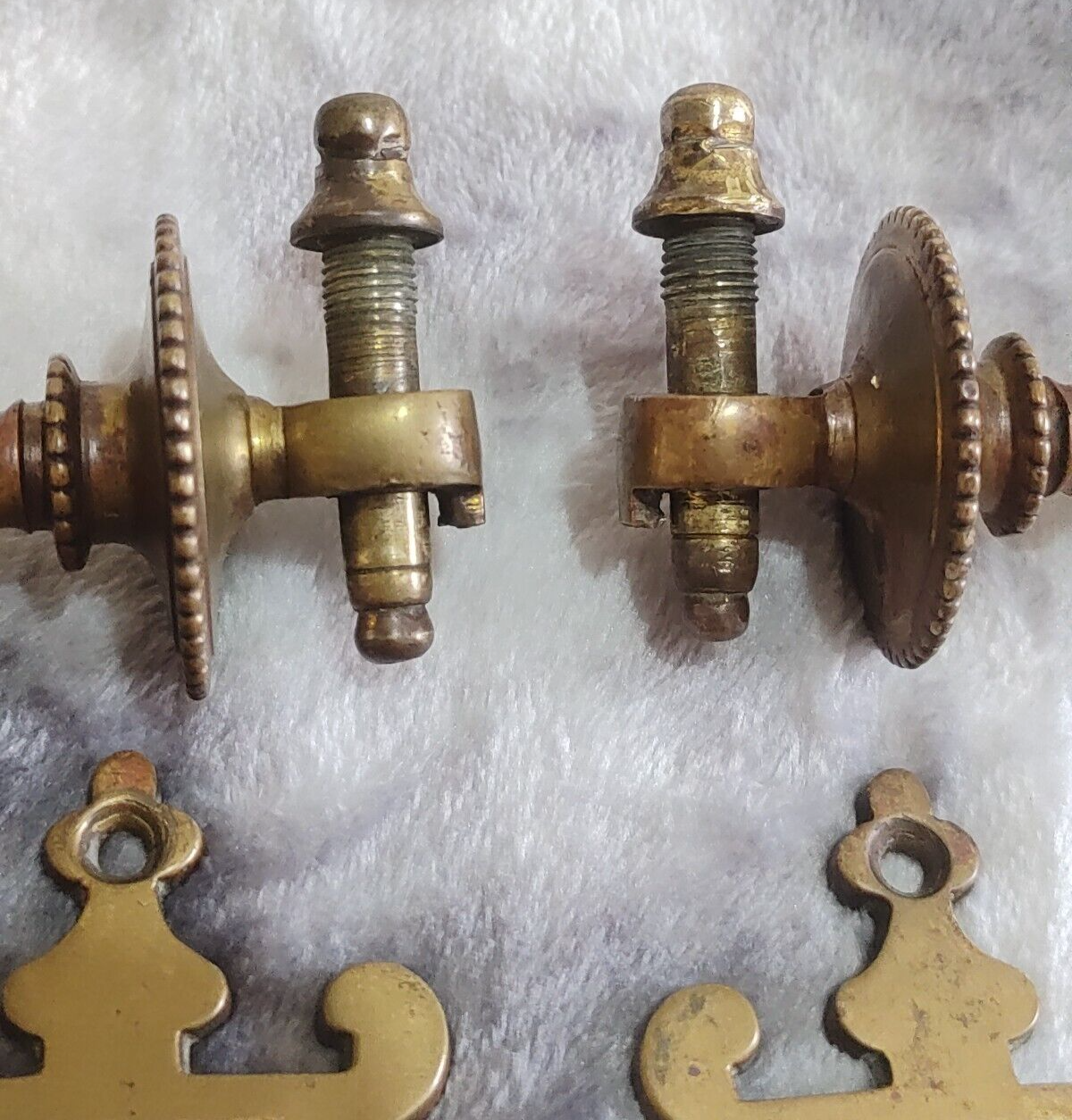 Pair of Antique Gothic Revival Brass Barley Twist Piano Candle Holder Wall Sconces