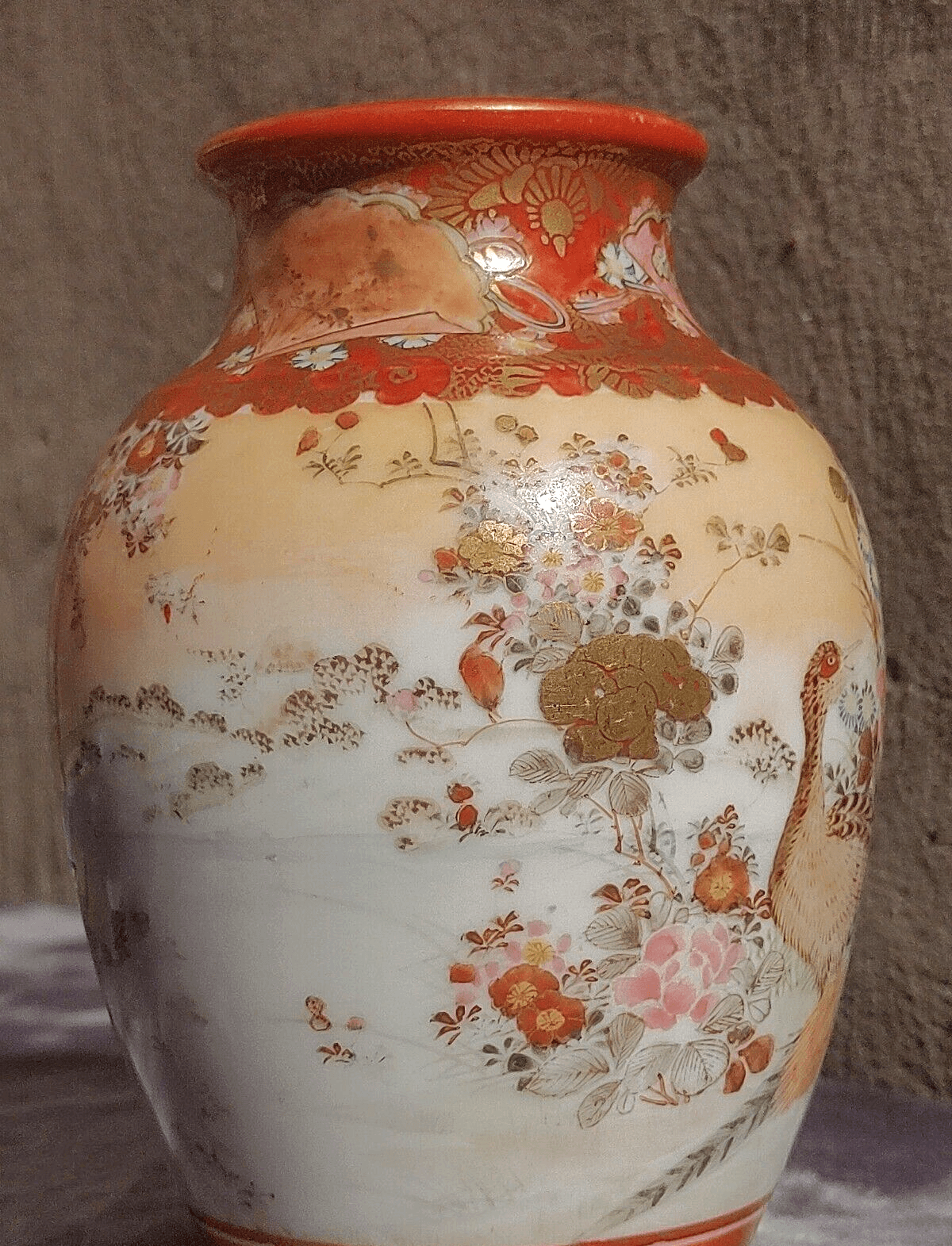 Antique Pair of Japanese Meiji Period Signed Kutani Tsukuru Quail Vases 15.5 cm - Tommy's Treasure