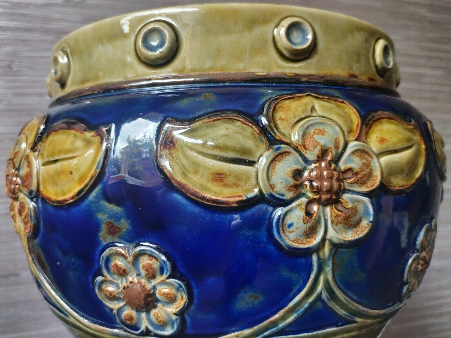 Large Royal Doulton Art Nouveau Jardiniere & Stand Stoneware Pottery - Tommy's Treasure
