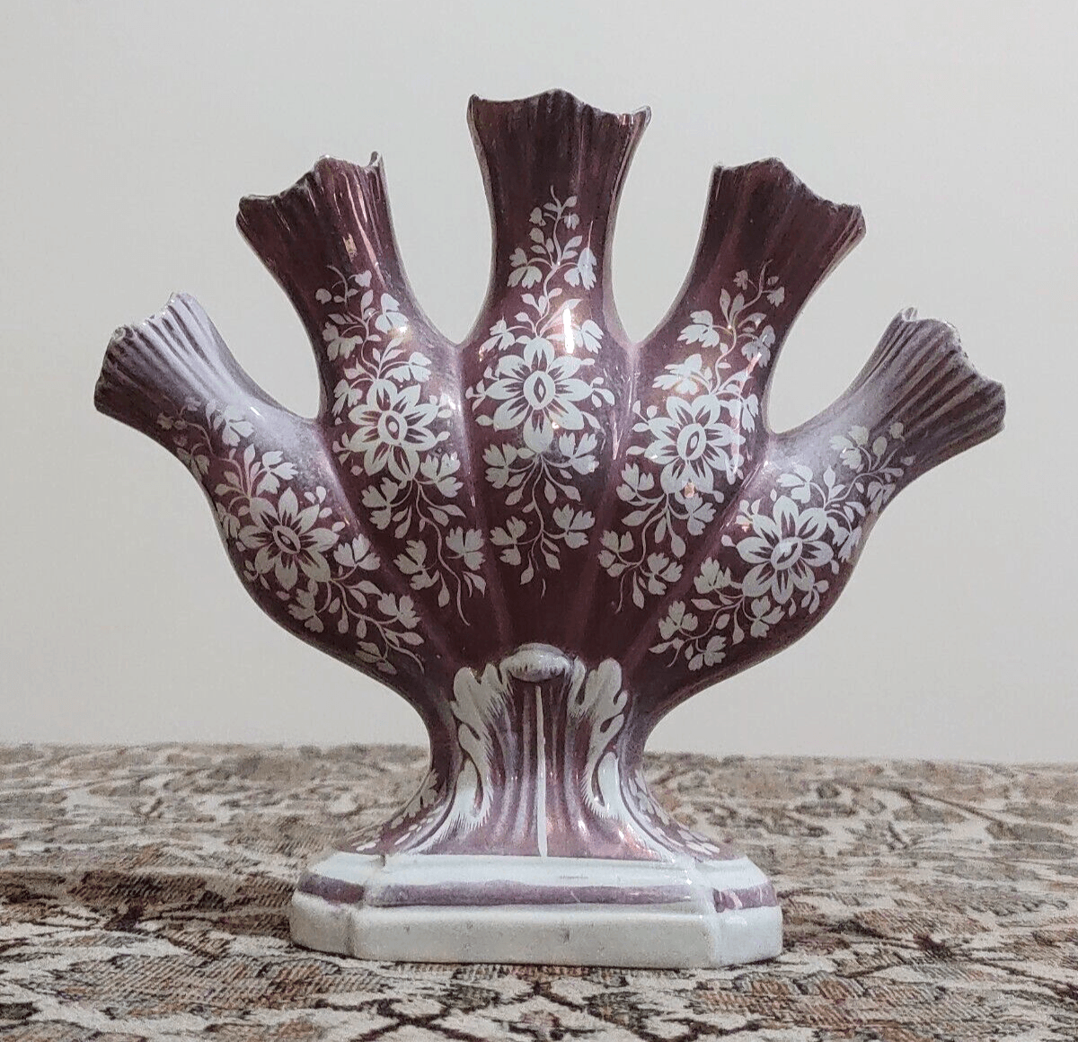c.1810-1820 Staffordshire Pink Lustre Quintal Tulipiere Antique Pottery Vase - Tommy's Treasure
