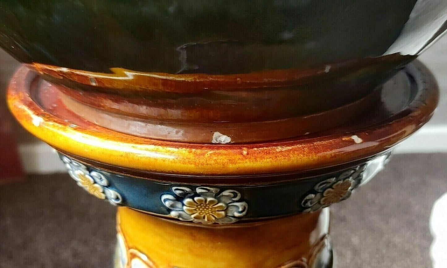 Large Royal Doulton Art Nouveau Jardiniere & Stand Stoneware Pottery - Tommy's Treasure