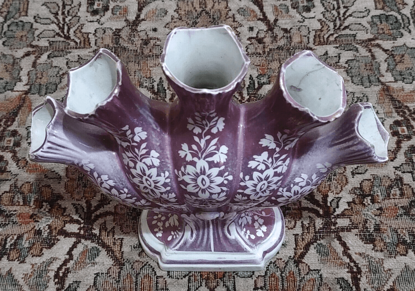 c.1810-1820 Staffordshire Pink Lustre Quintal Tulipiere Antique Pottery Vase - Tommy's Treasure