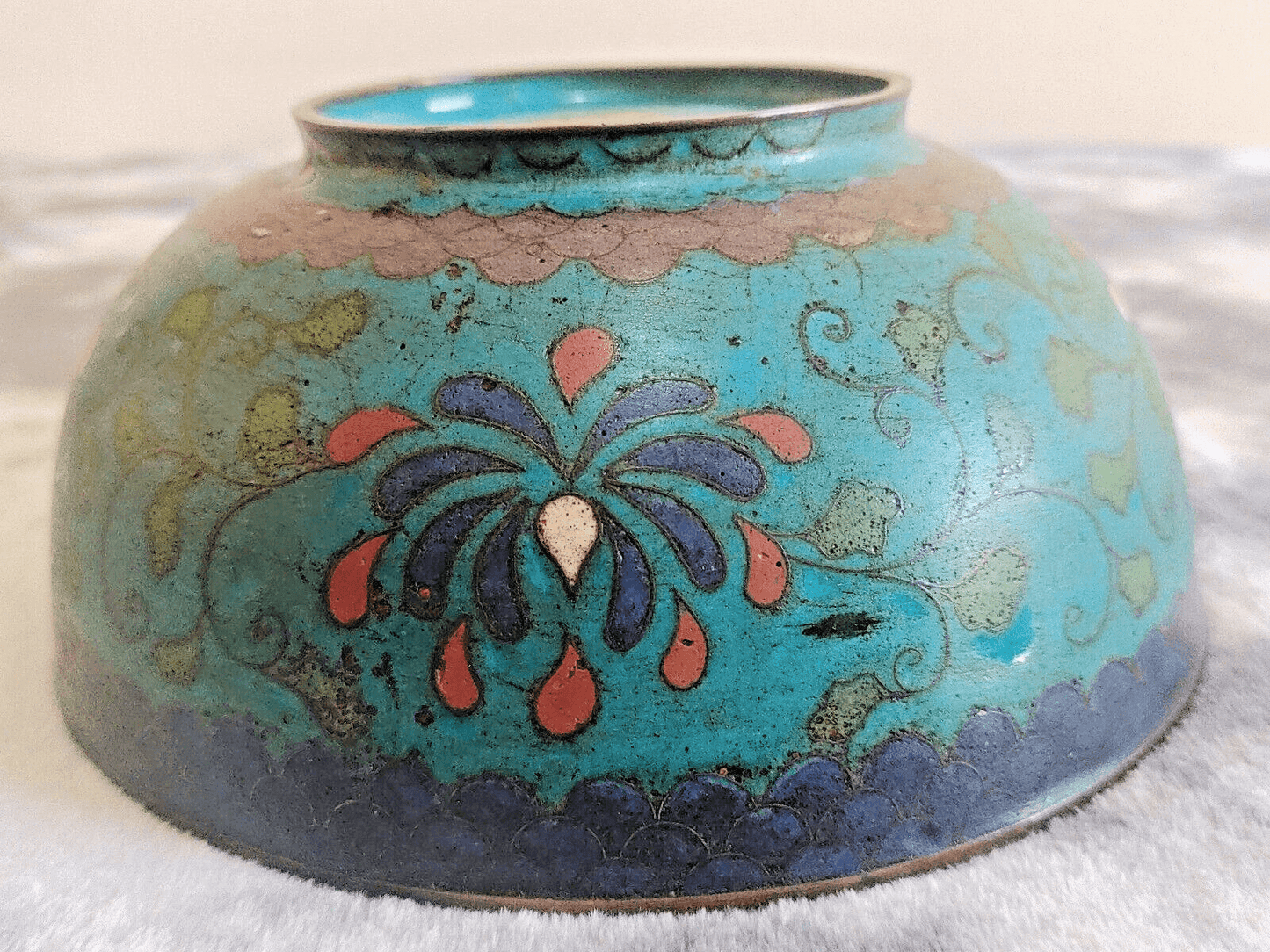 Chinese 16th / 17th Century Ming Dynasty Antique Cloisonne Enamel Bowl - 7.25" - Tommy's Treasure