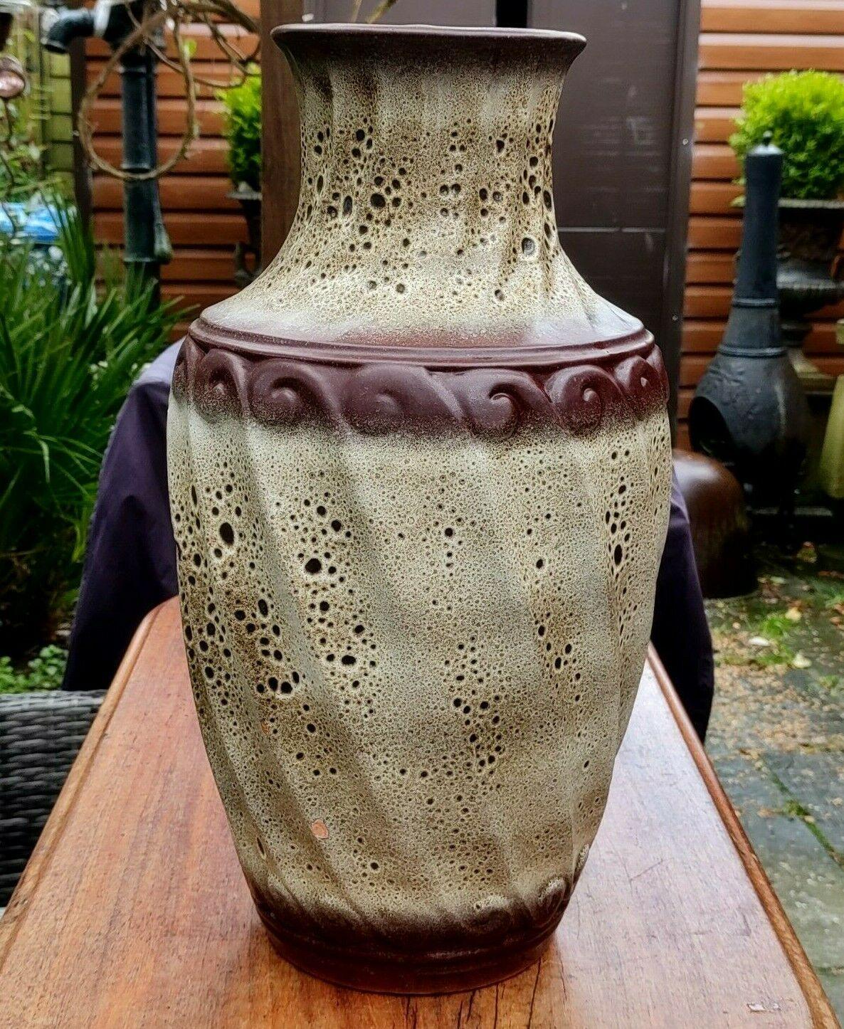 XXXL West German Fat Lava Glazed Carstens Vintage 1960s Pottery Floor Vase - Tommy's Treasure