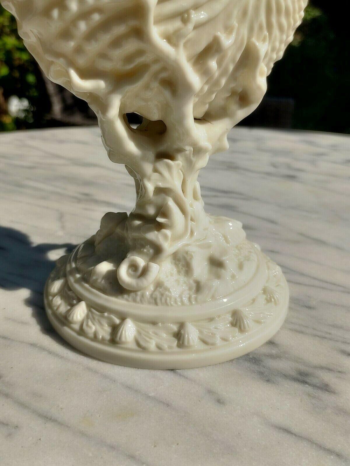 1883 Antique Victorian Royal Worcester Porcelain Nautilus Shell Display Vase - Tommy's Treasure