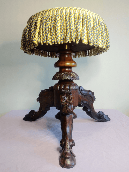 19th Century English Victorian Carved Rosewood Piano Stool - Tommy's Treasure