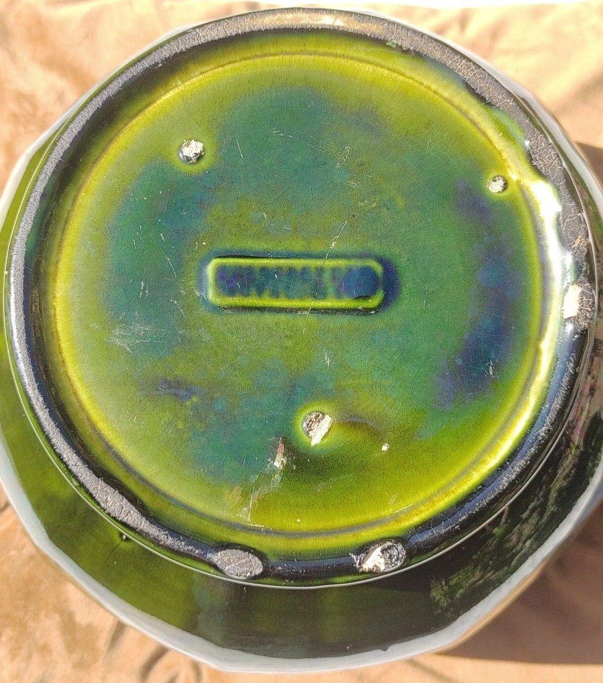 English Antique Joseph Holdcroft Green Glazed Ceramic Pottery Jardiniere Planter - Tommy's Treasure