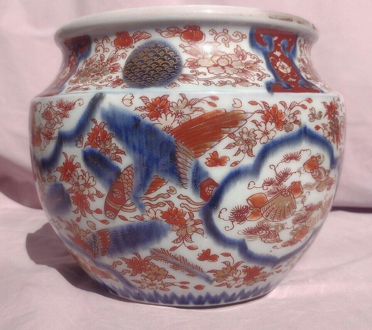 19th Century Japanese Edo / Meiji Imari Porcelain Jardiniere Cachepot Planter - Tommy's Treasure