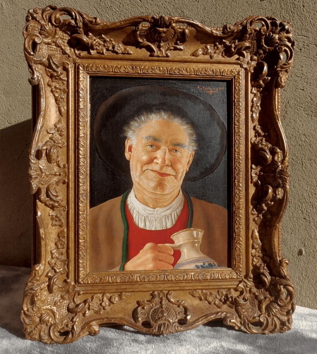 Erwin Eichinger (1892-1950) Austrian Antique Original Tyrol Portrait Oil Painting - Tommy's Treasure
