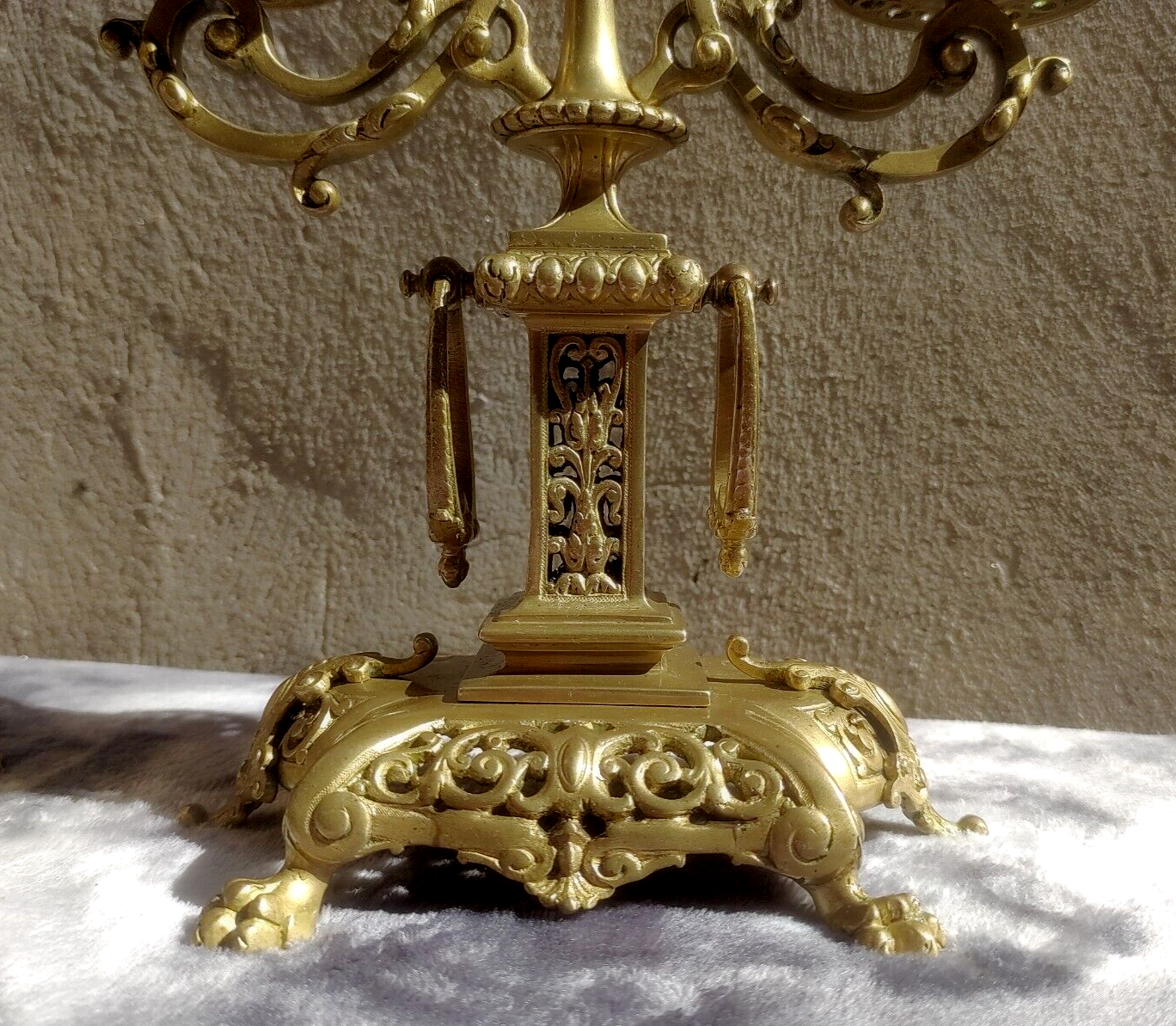 Pair of Ornate Victorian Antique Brass Candelabra Twin Candlestick Holders 36 cm