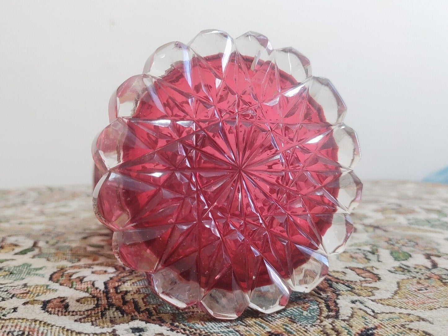 Antique 19th C. Bohemian Czech Enamelled Cranberry Gold Gilt Glass Vase 28.5 cm - Tommy's Treasure