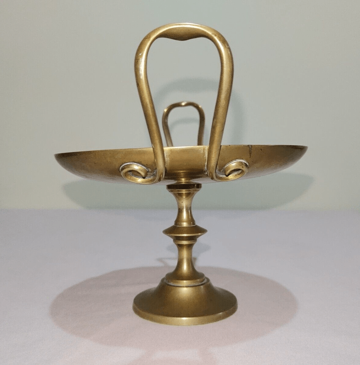 19th Century Arts & Crafts Brass Enamelled Tazza Pedestal Compote Dish - Tommy's Treasure