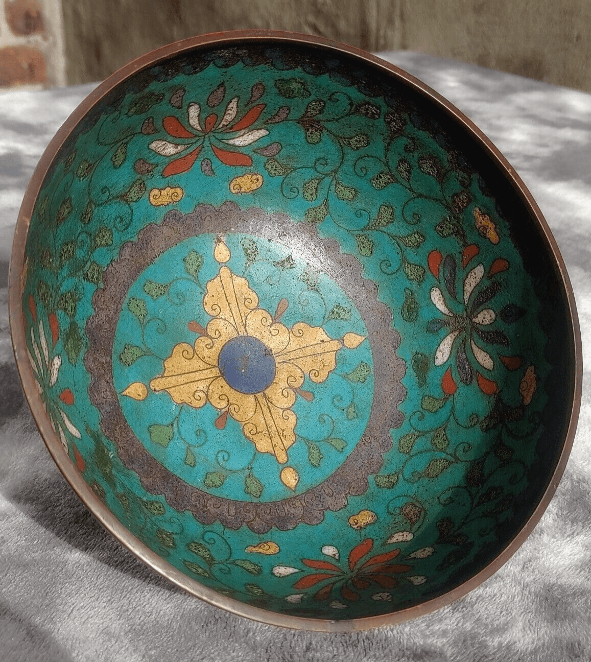 Chinese 16th / 17th Century Ming Dynasty Antique Cloisonne Enamel Bowl - 7.25" - Tommy's Treasure