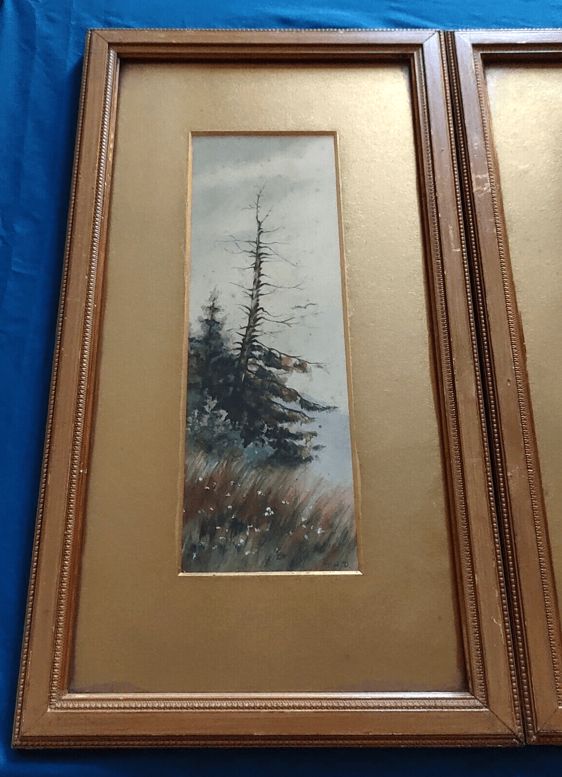 Antique Pair Signed Watercolour Forest Landscape Art Paintings Edwardian Frames - Tommy's Treasure