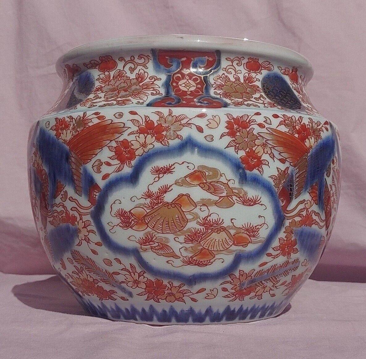 19th Century Japanese Edo / Meiji Imari Porcelain Jardiniere Cachepot Planter - Tommy's Treasure