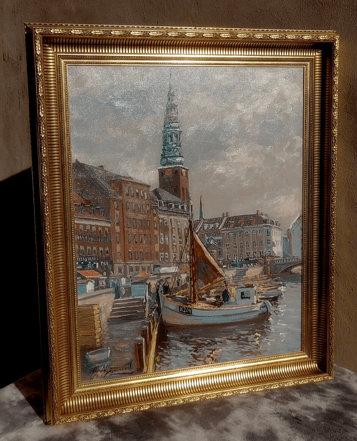 Thorvald Nygaard (Danish 1892-1973) Impressionistic Oil Painting of Copenhagen - Tommy's Treasure
