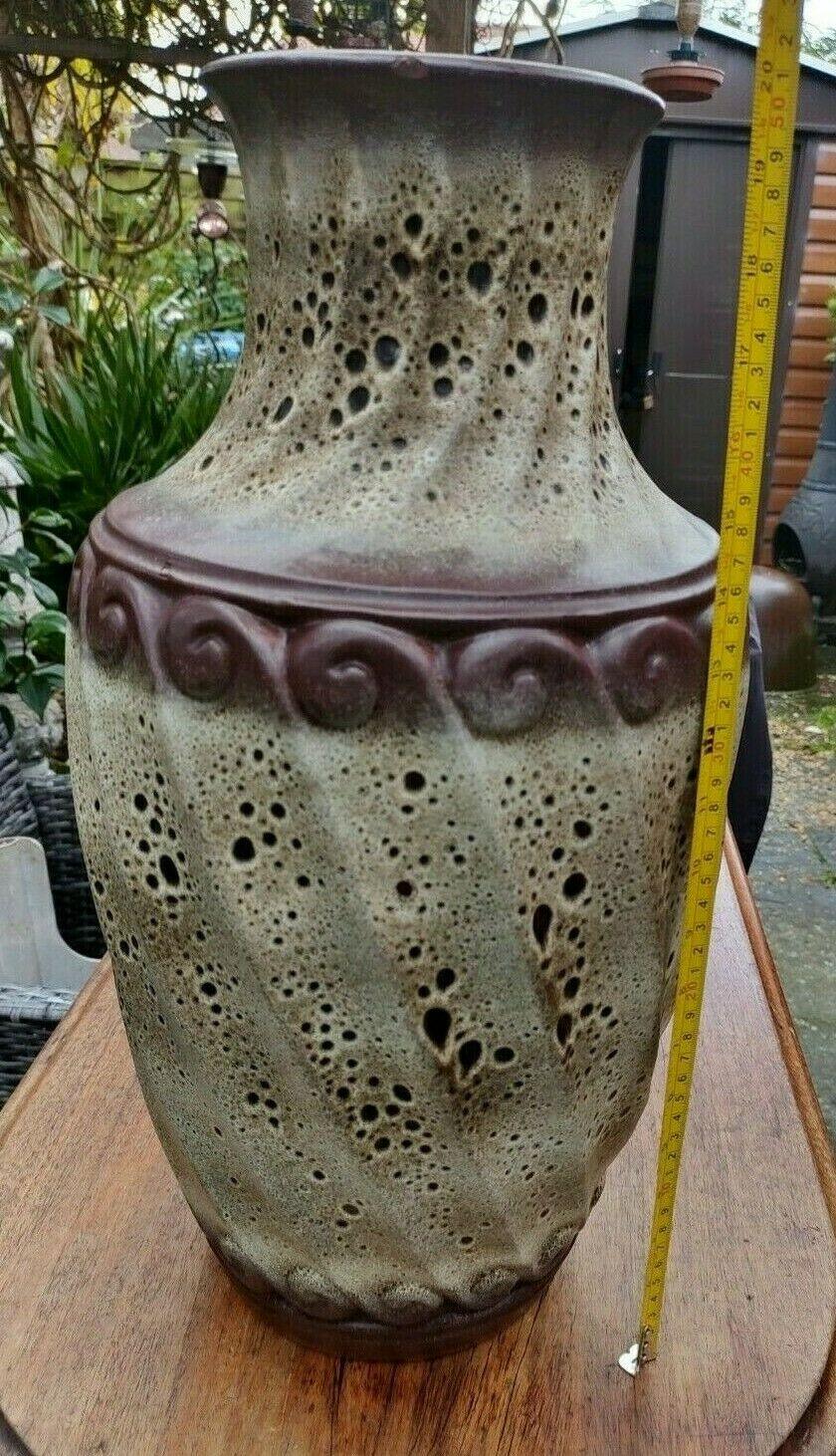 XXXL West German Fat Lava Glazed Carstens Vintage 1960s Pottery Floor Vase - Tommy's Treasure