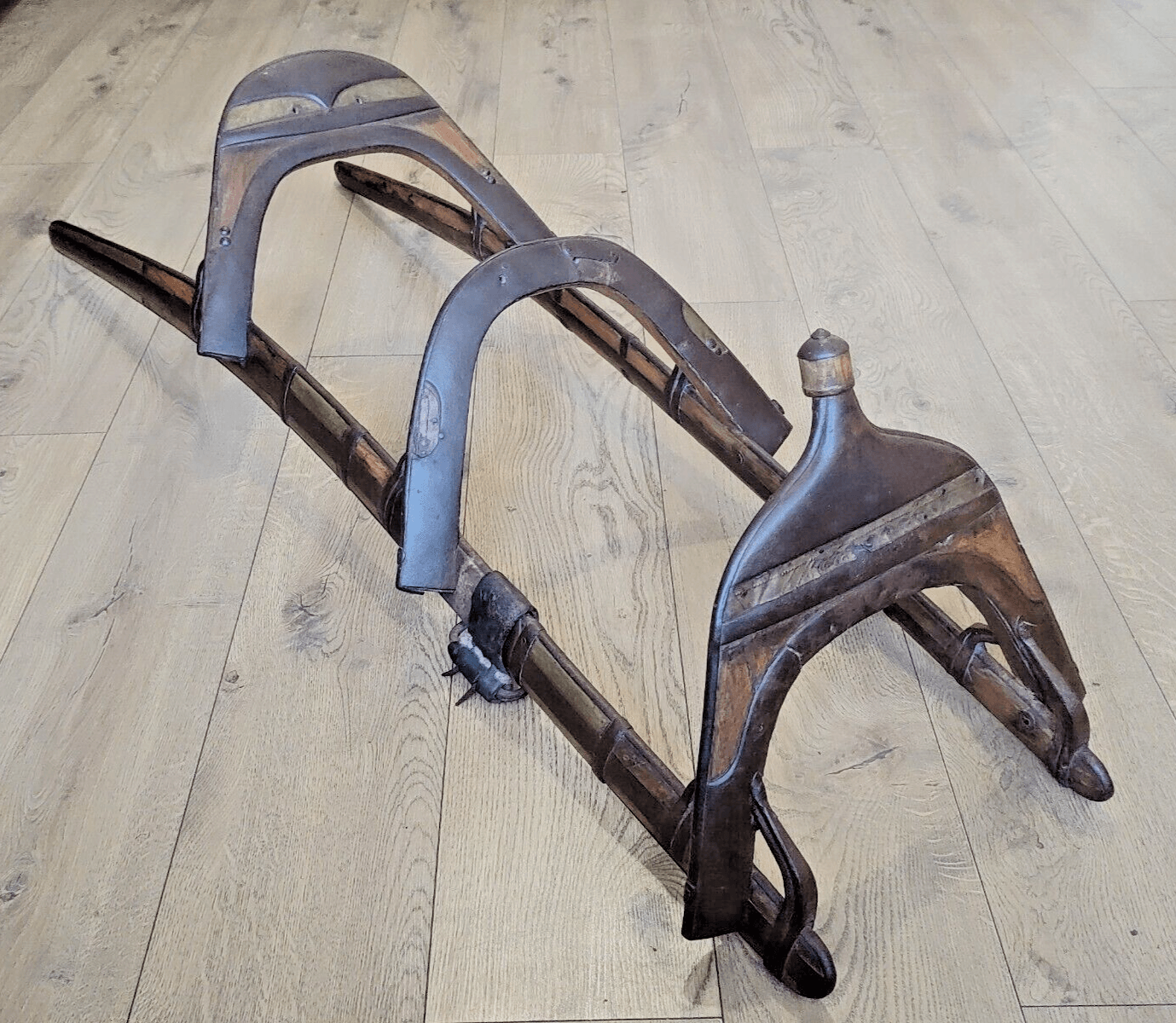 Early 19th Century Indian Wood Iron Brass Dromedaries Camel Saddle Seat - Tommy's Treasure