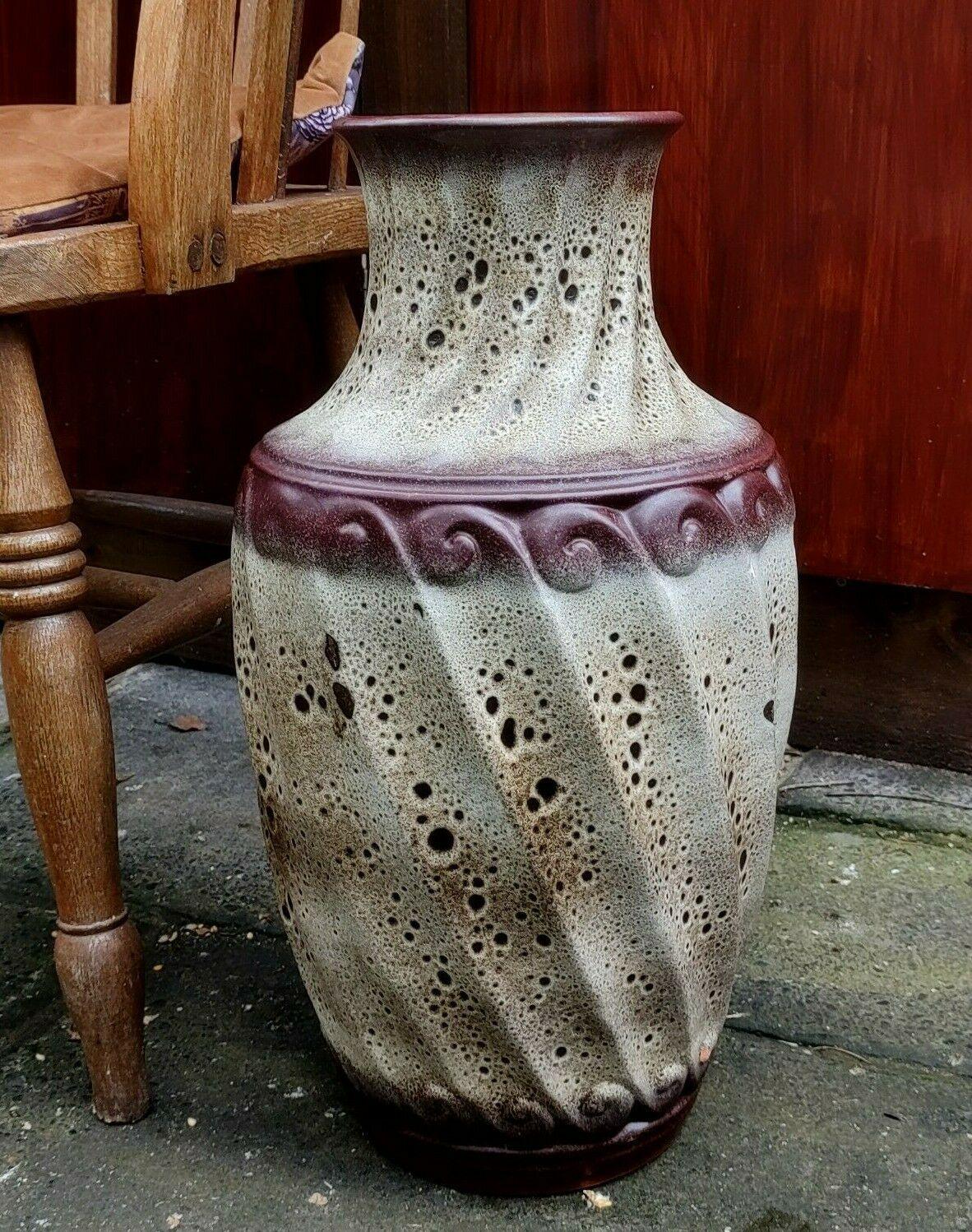 XXXL West German Fat Lava Glazed Carstens Vintage 1960s Pottery Floor Vase - Tommy's Treasure