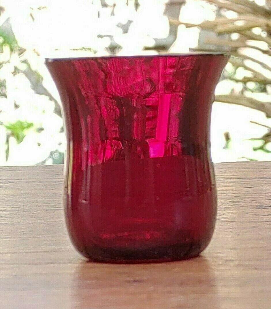 Handblown Ruby Red Glass Tumble up Bedside Night Water Decanter Carafe - Tommy's Treasure