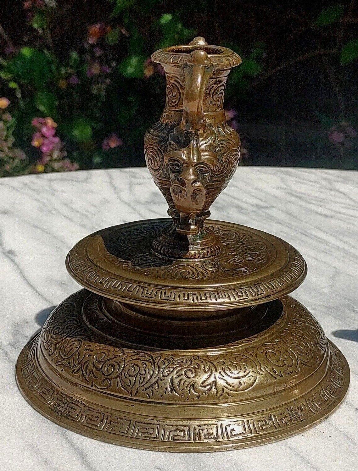 Pair of French Neoclassical Renaissance Style 19th Century Bronze Urn Candlestick Holders - Tommy's Treasure