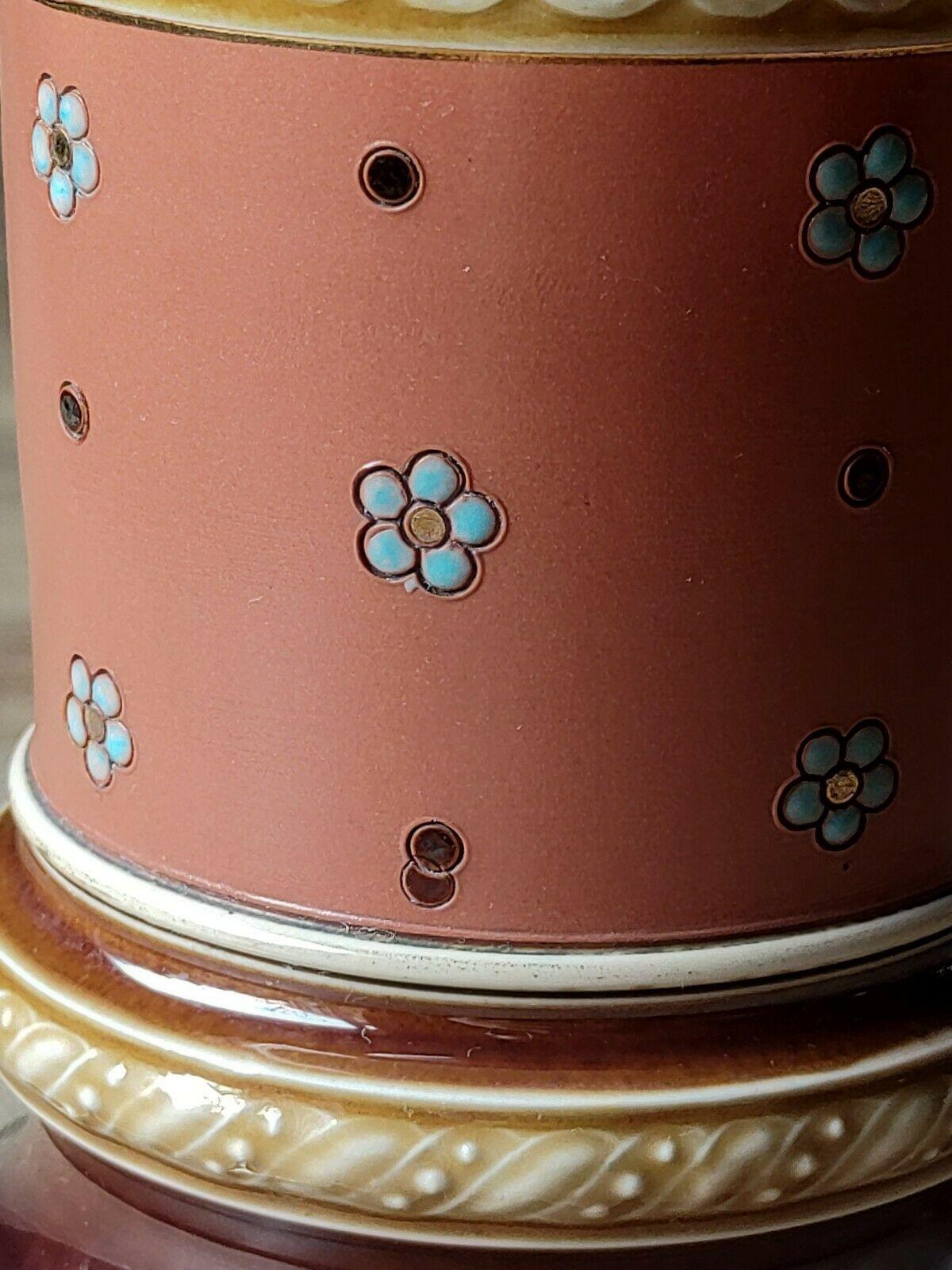 c1900 Villeroy & Boch German Mettlach Stoneware Pottery Enamel Vase 27cm - Tommy's Treasure