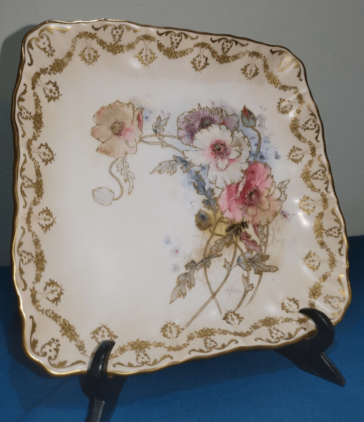 Antique Doulton Burslem Hand Painted Spanish Ware Porcelain Floral Plate Dish - Tommy's Treasure