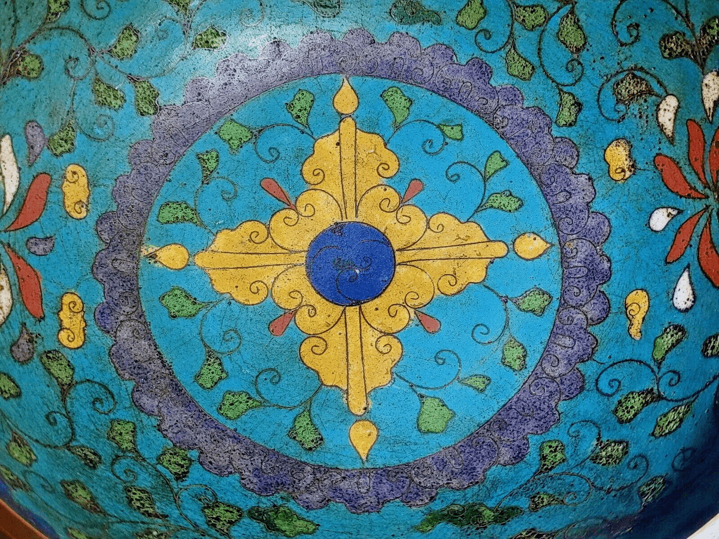 Chinese 16th / 17th Century Ming Dynasty Antique Cloisonne Enamel Bowl - 7.25" - Tommy's Treasure