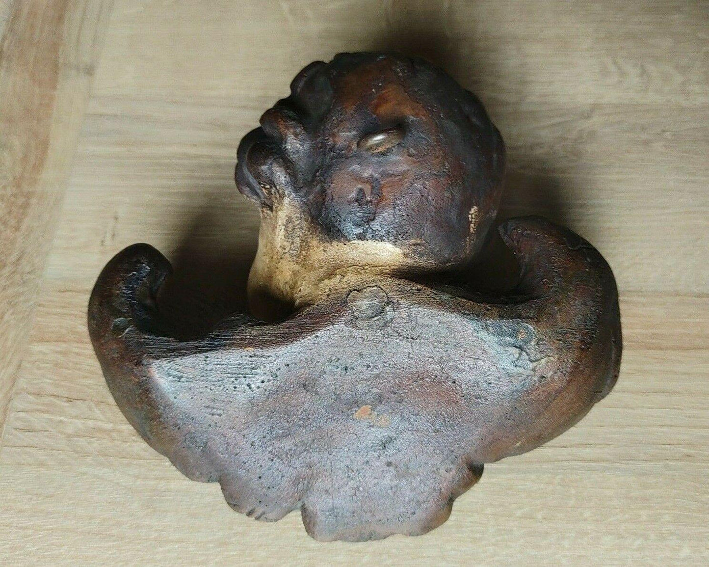 Antique Pair of German Baroque Cherub Angel Putti Head Plaster Wood Wall Plaques - Tommy's Treasure