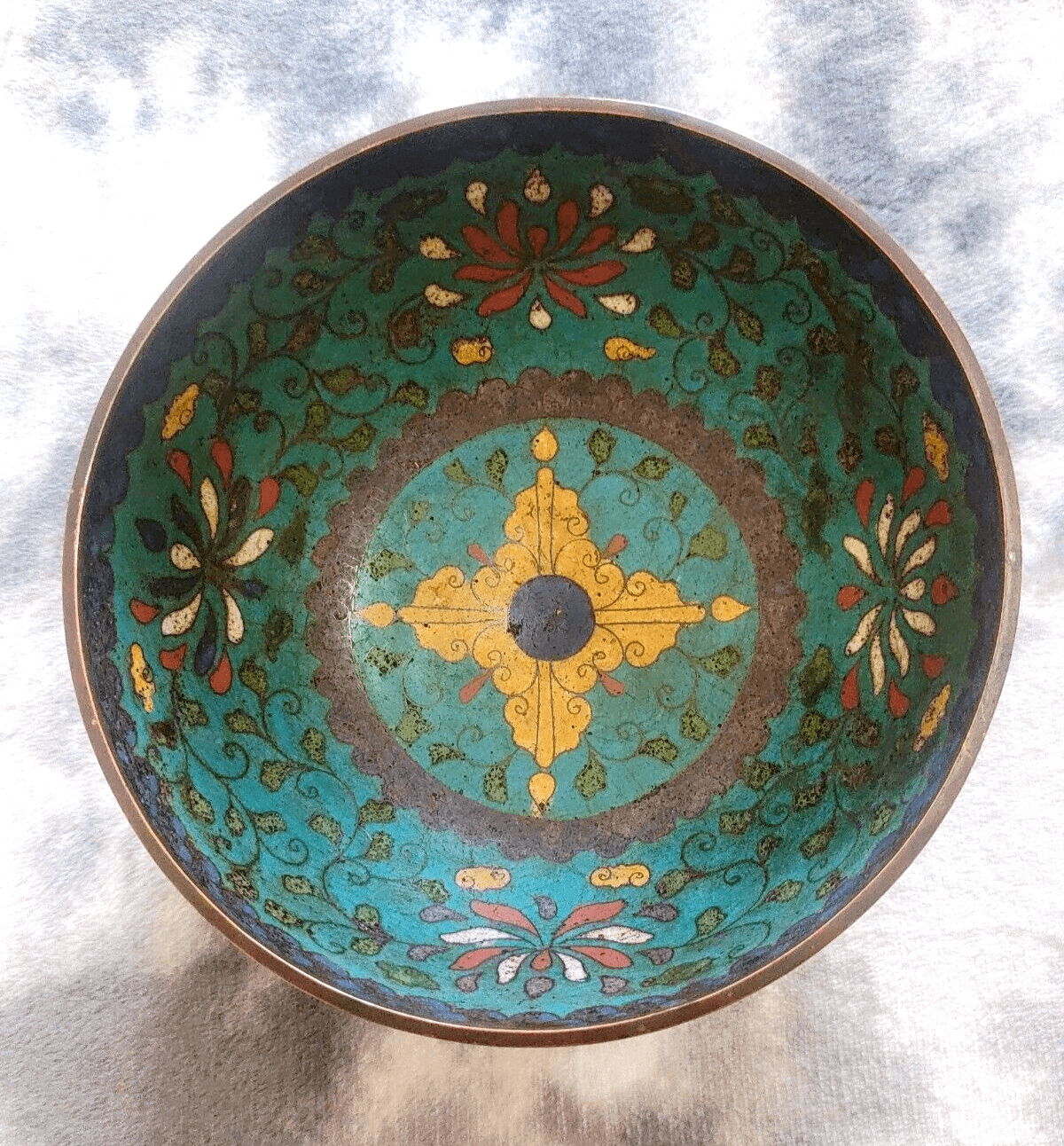 Chinese 16th / 17th Century Ming Dynasty Antique Cloisonne Enamel Bowl - 7.25" - Tommy's Treasure