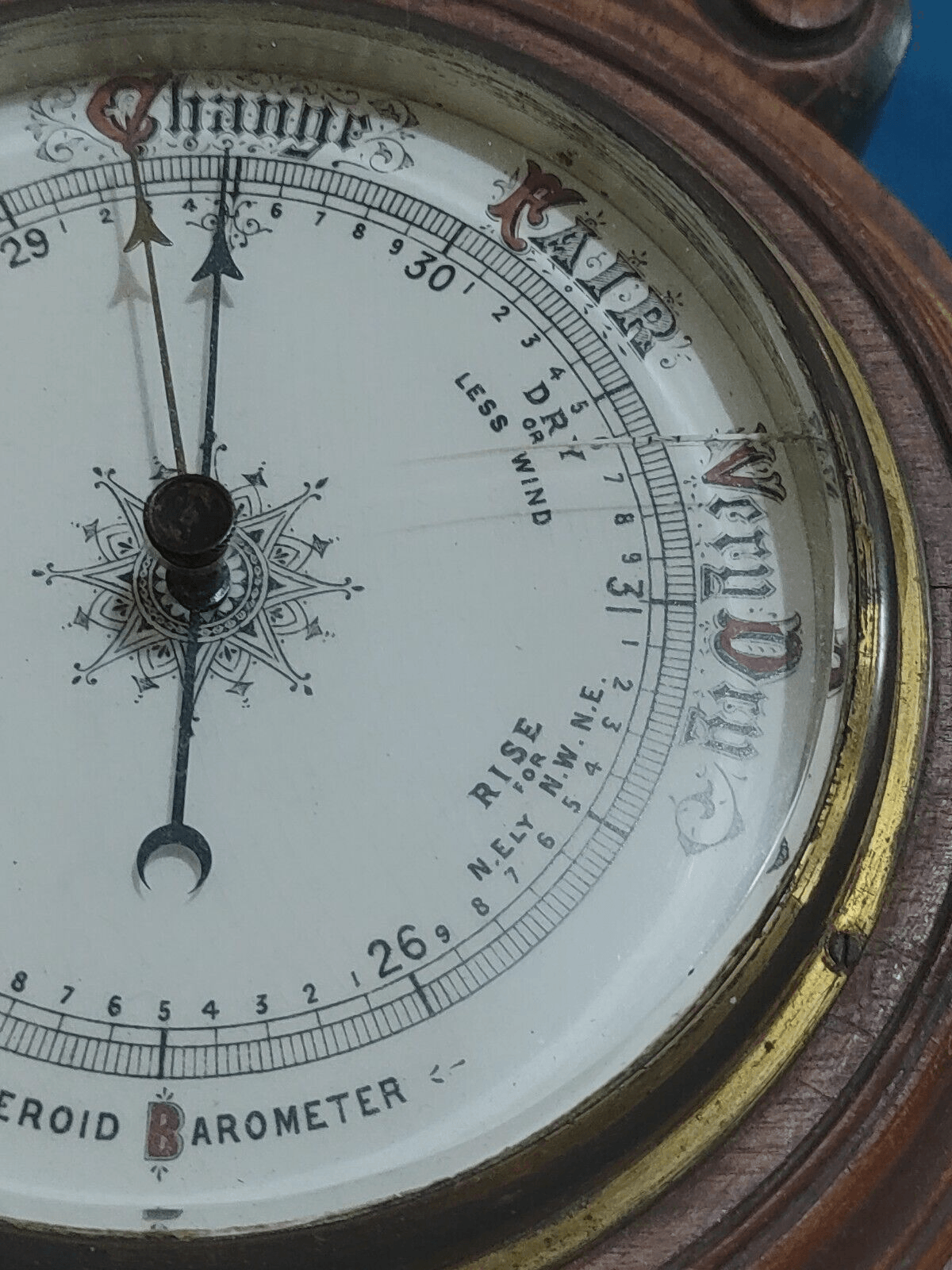 19th Century Carved Oak Aneroid Barometer Thermometer Antique Victorian - Tommy's Treasure