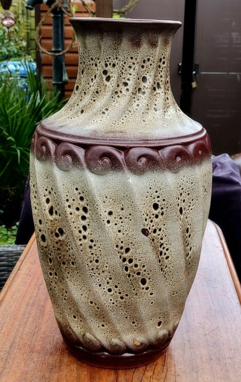 XXXL West German Fat Lava Glazed Carstens Vintage 1960s Pottery Floor Vase - Tommy's Treasure