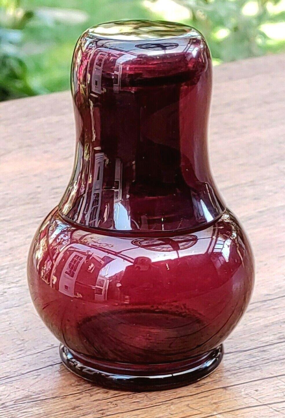 Handblown Ruby Red Glass Tumble up Bedside Night Water Decanter Carafe - Tommy's Treasure