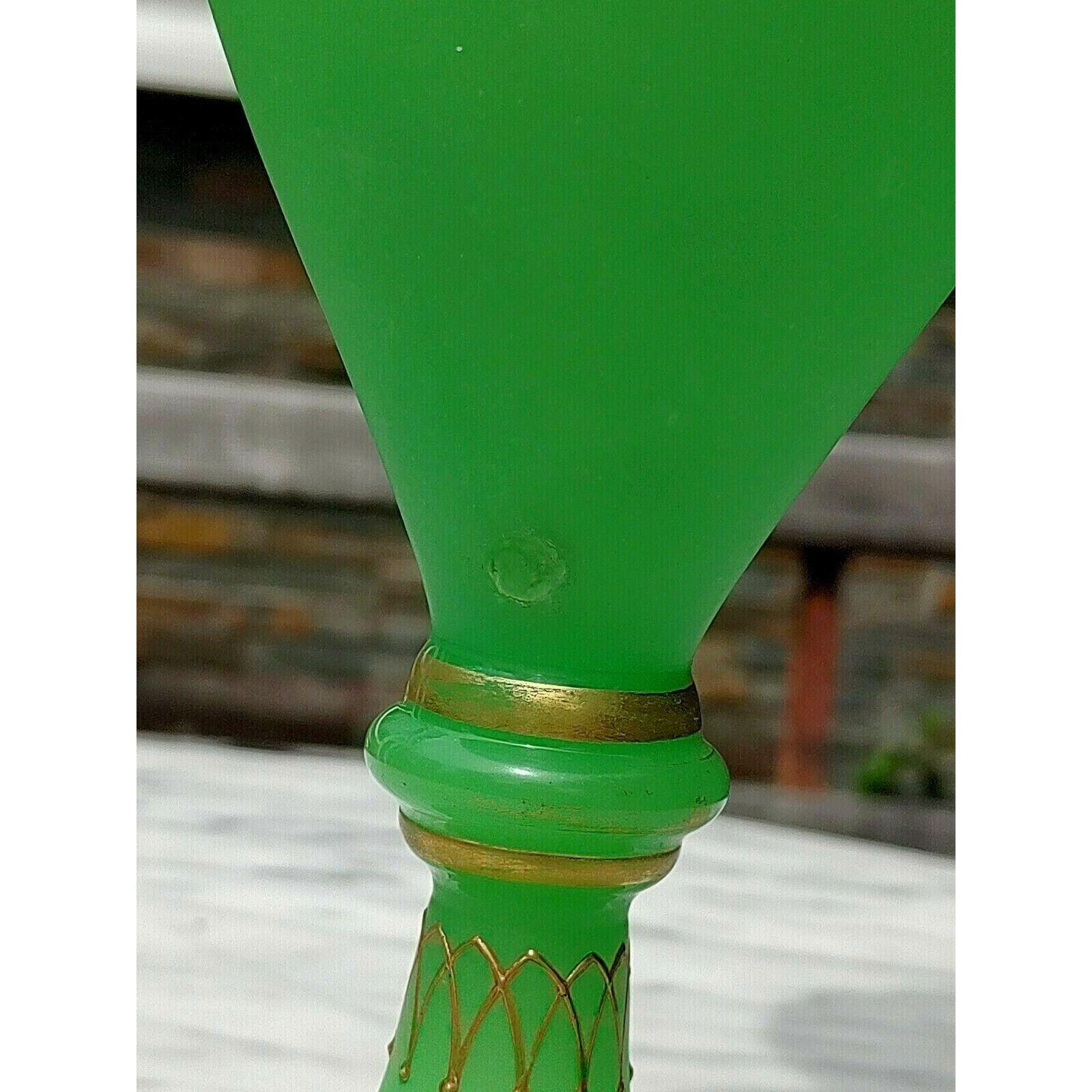 19th Century French Baccarat Gilt Opaline Uranium Glass Vase - Tommy's Treasure
