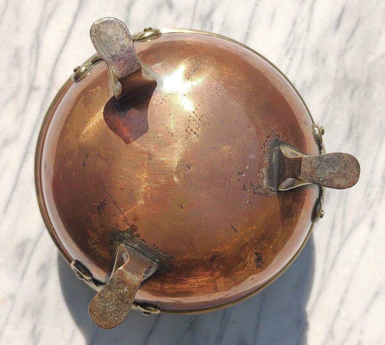 Antique Art Nouveau Copper & Brass Floral Repousse Jardiniere Footed Planter - Tommy's Treasure