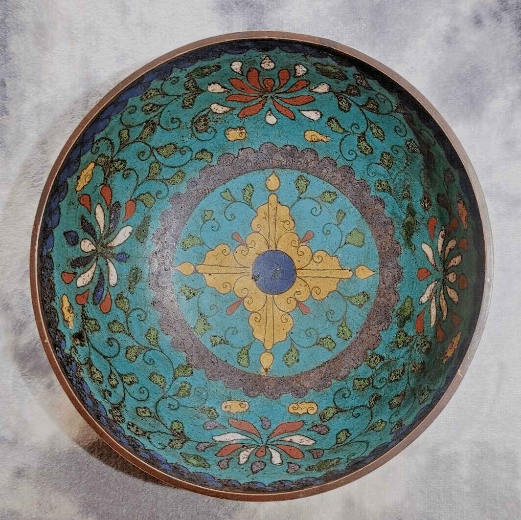 Chinese 16th / 17th Century Ming Dynasty Antique Cloisonne Enamel Bowl - 7.25" - Tommy's Treasure