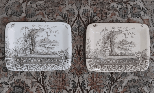 Pair of Antique Old Hill Staffordshire Pottery Aesthetic Movement Plate Dishes - Tommy's Treasure