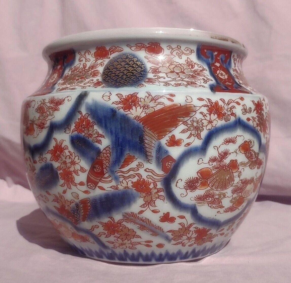 19th Century Japanese Edo / Meiji Imari Porcelain Jardiniere Cachepot Planter - Tommy's Treasure