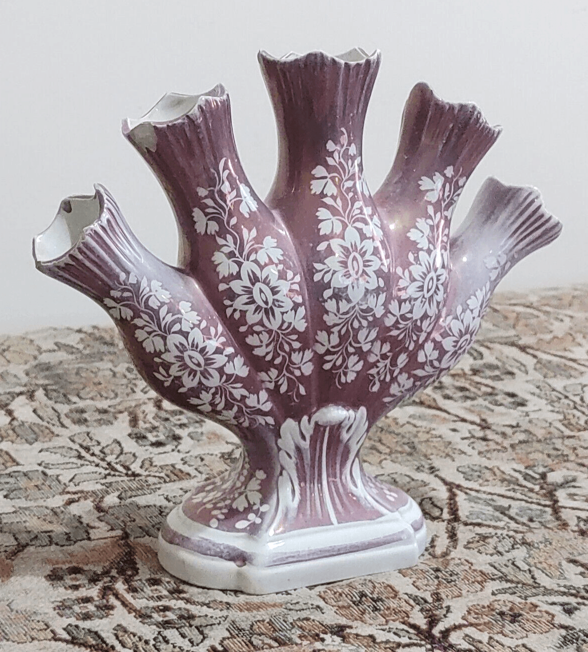 c.1810-1820 Staffordshire Pink Lustre Quintal Tulipiere Antique Pottery Vase - Tommy's Treasure