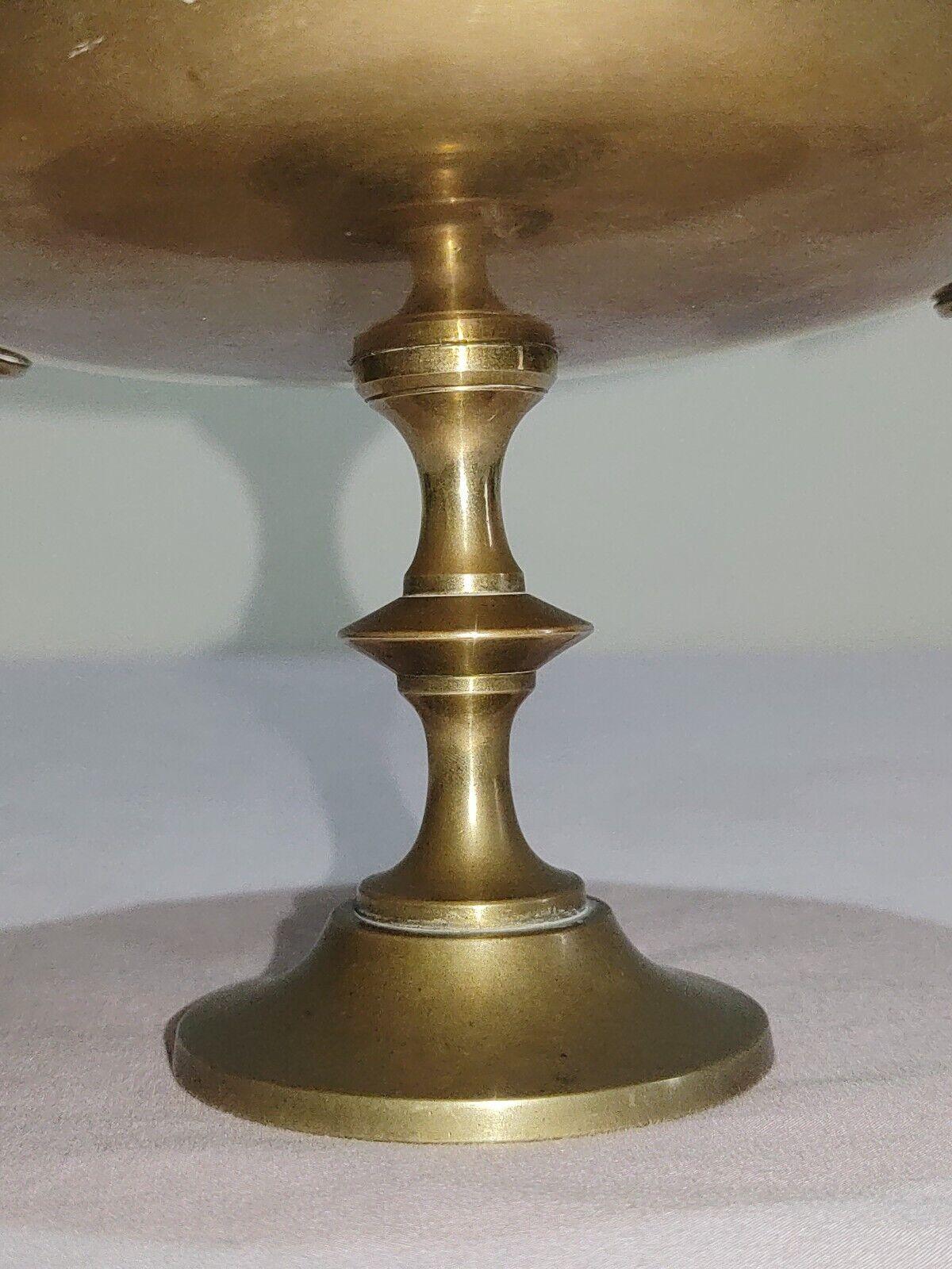 19th Century Arts & Crafts Brass Enamelled Tazza Pedestal Compote Dish - Tommy's Treasure
