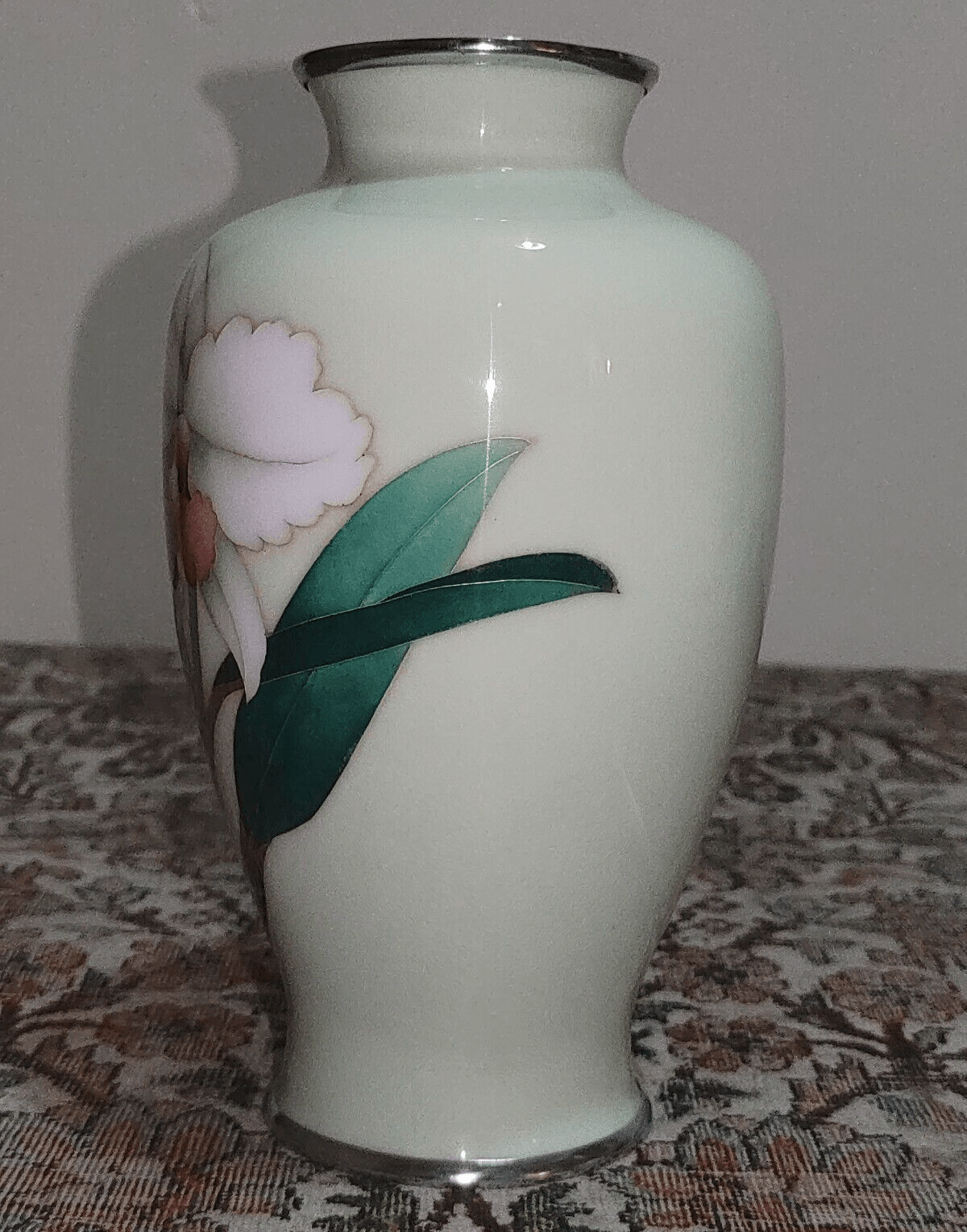 Japanese Ando Showa Sato Cloisonne Green Enamel Vase Mid 20th Century - 19 cm - Tommy's Treasure