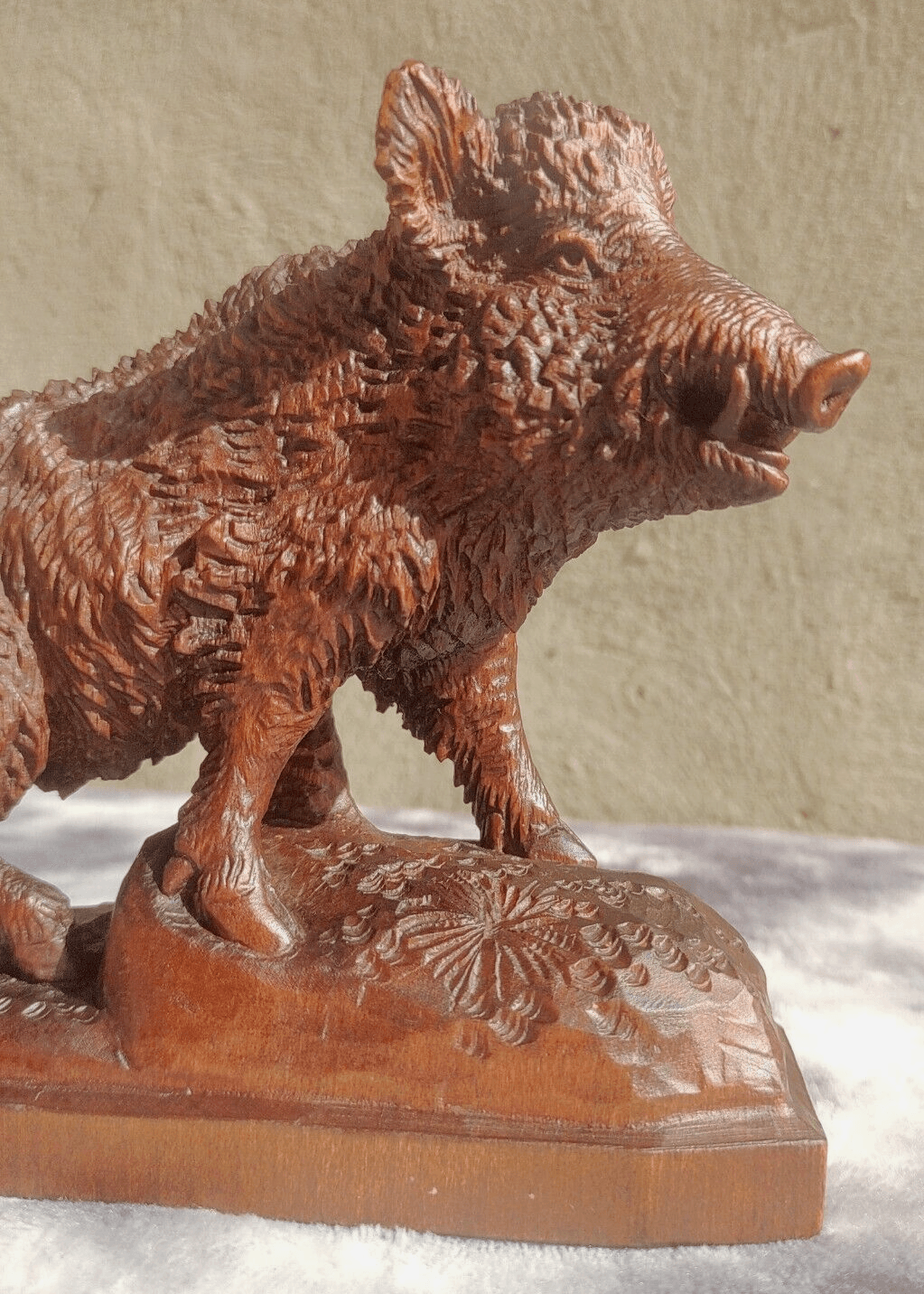 19th Century Black Forest Antique Carved Wood Swiss Brienz Wild Boar Hog Figure - Tommy's Treasure