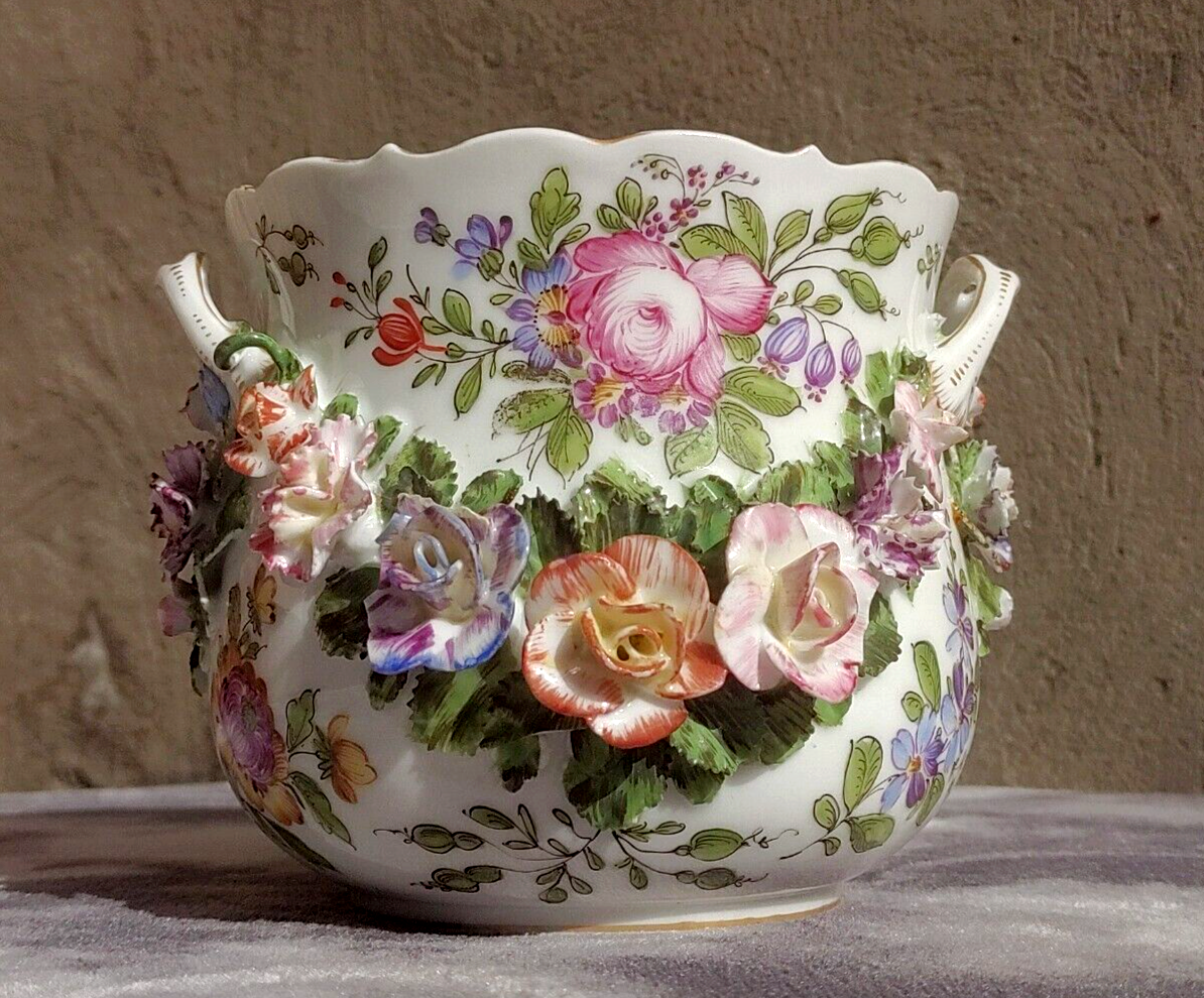 19th Century Meissen Germany Porcelain Ceramic Antique Cooler Cachepot Planter