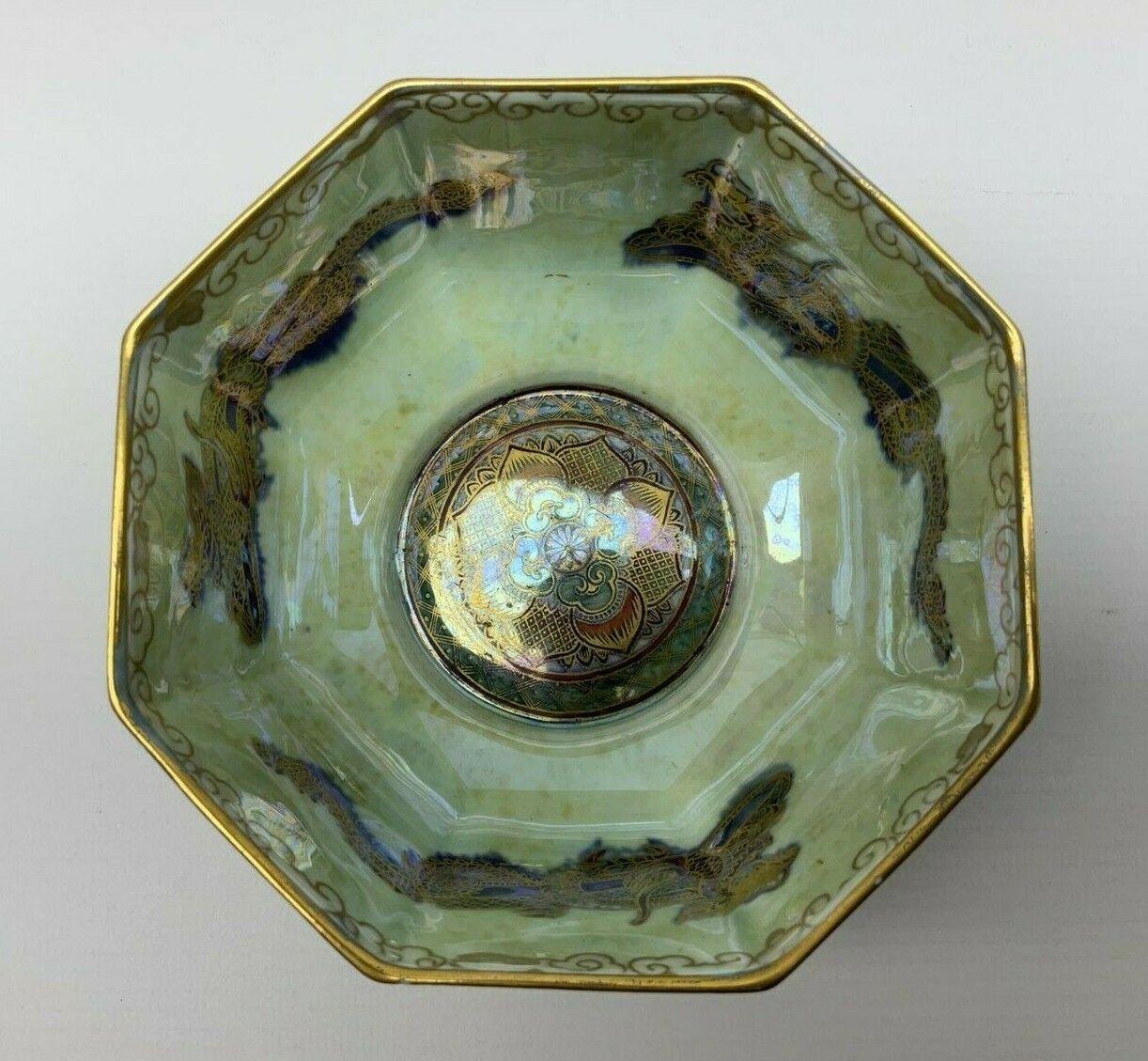 c.1920s Wedgwood Fairyland Lustre Gilt Celestial Dragons Octagonal Bowl - Tommy's Treasure
